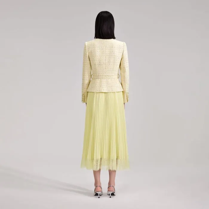 Dresses Woman SelfPortrait Blue Textured Woven Midi Dress Dresses Woman SelfPortrait Blue Textured Woven Midi Dress
