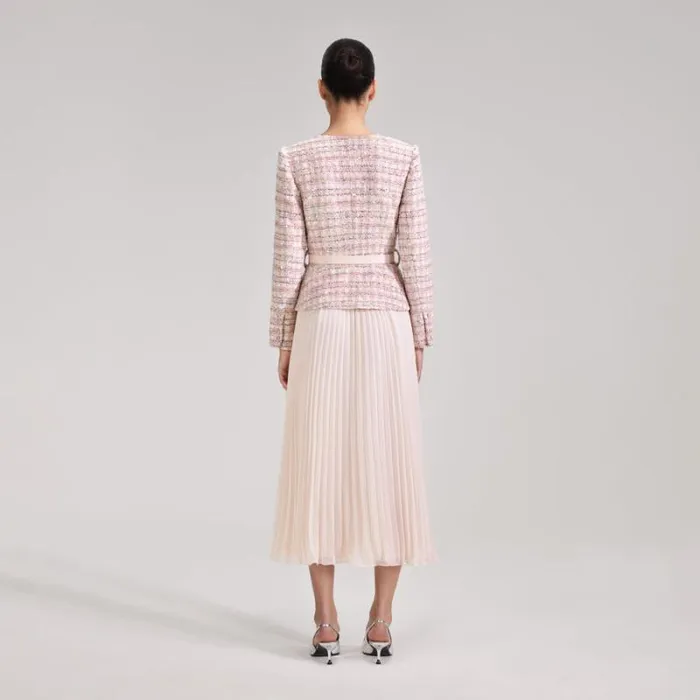Dresses Woman SelfPortrait Blue Textured Woven Midi Dress Dresses Woman SelfPortrait Blue Textured Woven Midi Dress