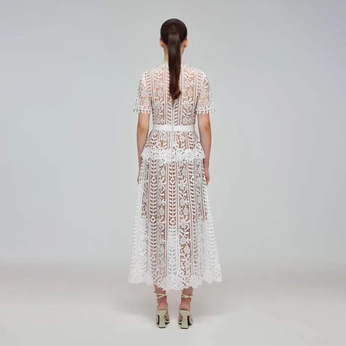 Dresses Woman SelfPortrait Burgundy Guipure Lace Midi Dress Dresses Woman SelfPortrait Burgundy Guipure Lace Midi Dress