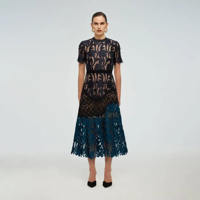 Dresses Woman SelfPortrait Burgundy Guipure Lace Midi Dress Dresses Woman SelfPortrait Burgundy Guipure Lace Midi Dress