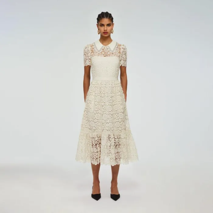 Dresses Woman SelfPortrait Burgundy Guipure Lace Midi Dress Dresses Woman SelfPortrait Burgundy Guipure Lace Midi Dress