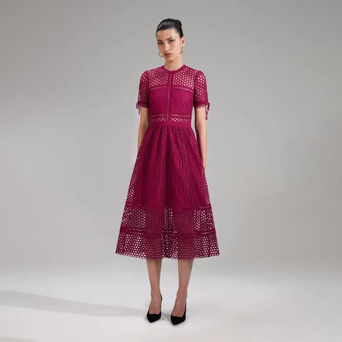 Dresses Woman SelfPortrait Burgundy Lace Midi Dress Dresses Woman SelfPortrait Burgundy Lace Midi Dress