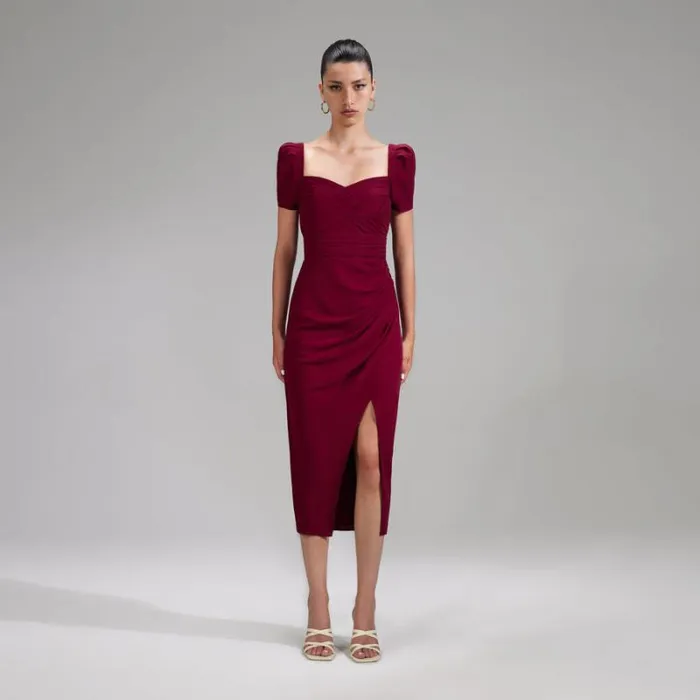 Dresses Woman SelfPortrait Burgundy Lace Midi Dress Dresses Woman SelfPortrait Burgundy Lace Midi Dress