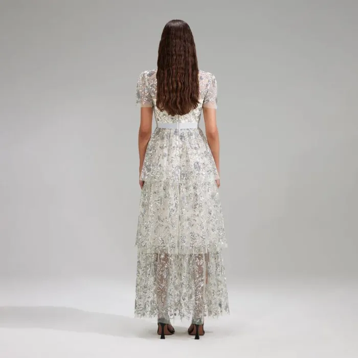 Dresses Woman SelfPortrait Champagne Sequinned Maxi Dress Dresses Woman SelfPortrait Champagne Sequinned Maxi Dress