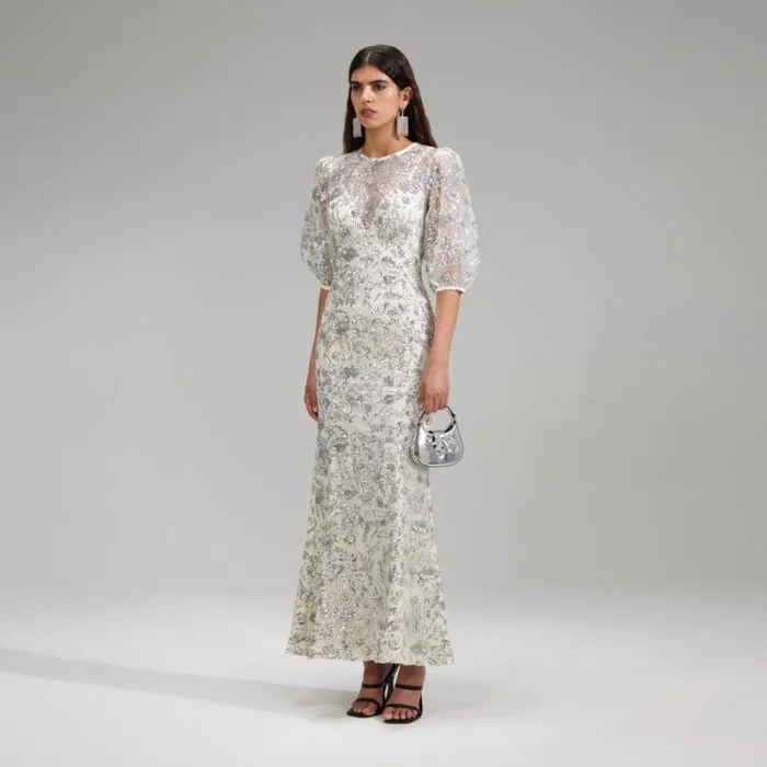 Dresses Woman SelfPortrait Champagne Sequinned Maxi Dress Dresses Woman SelfPortrait Champagne Sequinned Maxi Dress