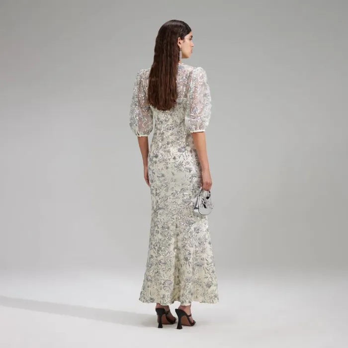 Dresses Woman SelfPortrait Champagne Sequinned Maxi Dress Dresses Woman SelfPortrait Champagne Sequinned Maxi Dress