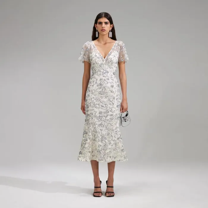 Dresses Woman SelfPortrait Champagne Sequinned Maxi Dress Dresses Woman SelfPortrait Champagne Sequinned Maxi Dress
