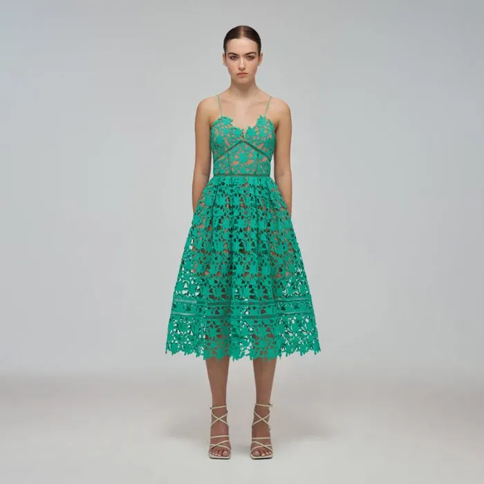 Dresses Woman SelfPortrait Deep Green Azaelea Mini Dress Dresses Woman SelfPortrait Deep Green Azaelea Mini Dress
