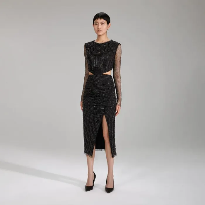 Dresses Woman SelfPortrait Diamant Fishnet Midi Dress Dresses Woman SelfPortrait Diamant Fishnet Midi Dress