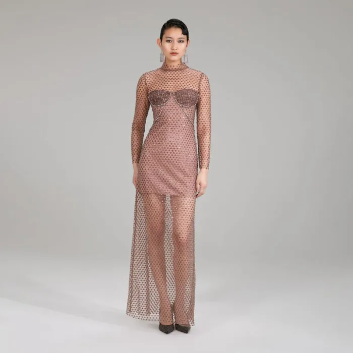 Dresses Woman SelfPortrait Dot Sequin Mesh Maxi Dress