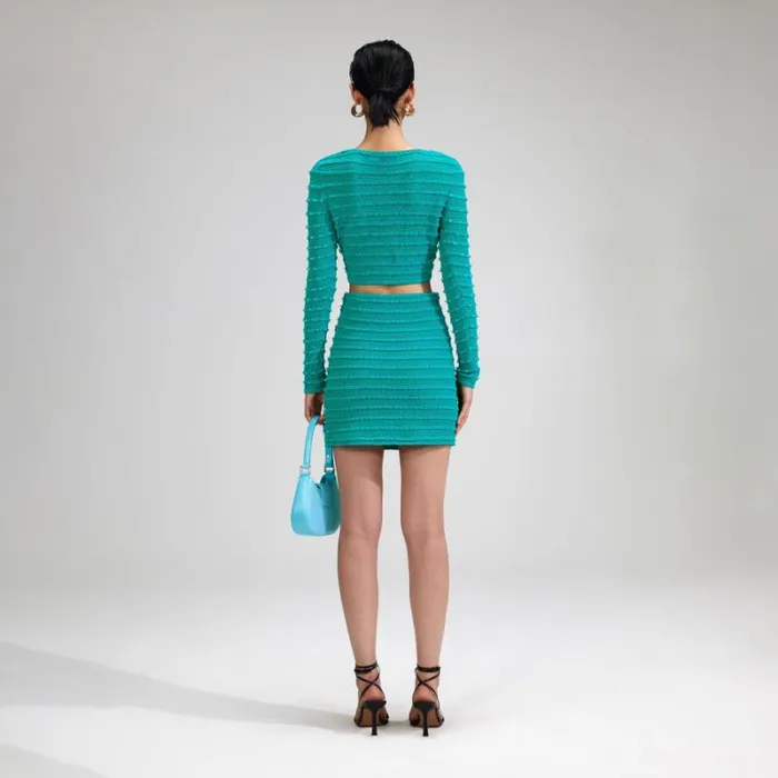 Dresses Woman SelfPortrait Green Beaded Strappy Knit Midi Dress Dresses Woman SelfPortrait Green Beaded Strappy Knit Midi Dress
