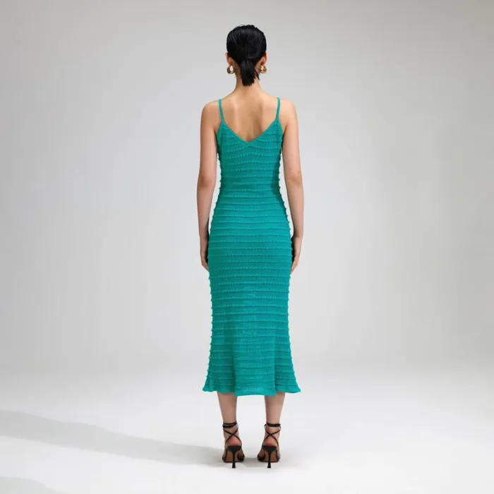 Dresses Woman SelfPortrait Green Beaded Strappy Knit Midi Dress Dresses Woman SelfPortrait Green Beaded Strappy Knit Midi Dress