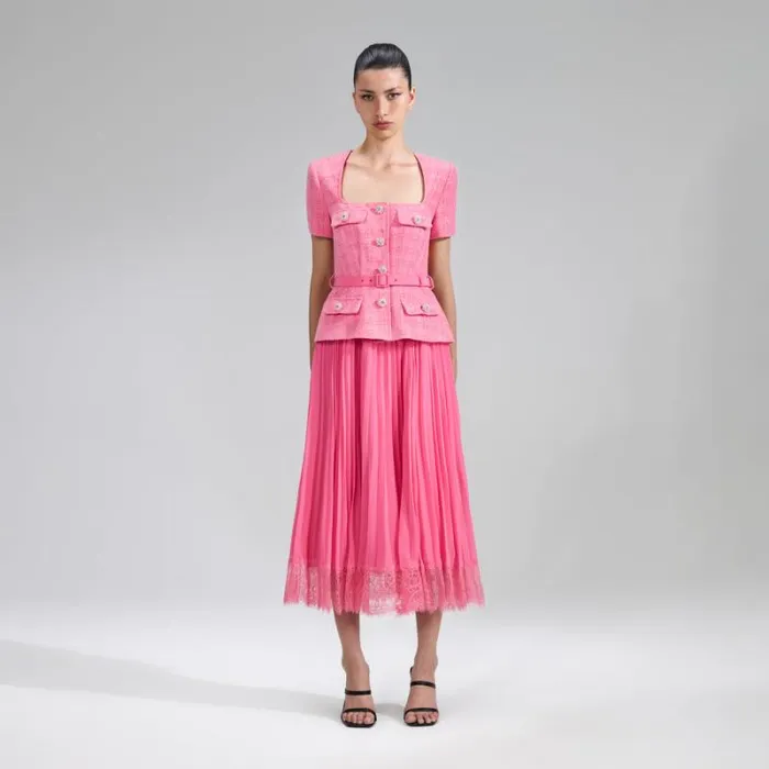 Dresses Woman SelfPortrait Green Chiffon Lace Detail Midi Dress Dresses Woman SelfPortrait Green Chiffon Lace Detail Midi Dress