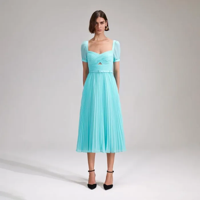 Dresses Woman SelfPortrait Green Chiffon Lace Detail Midi Dress Dresses Woman SelfPortrait Green Chiffon Lace Detail Midi Dress