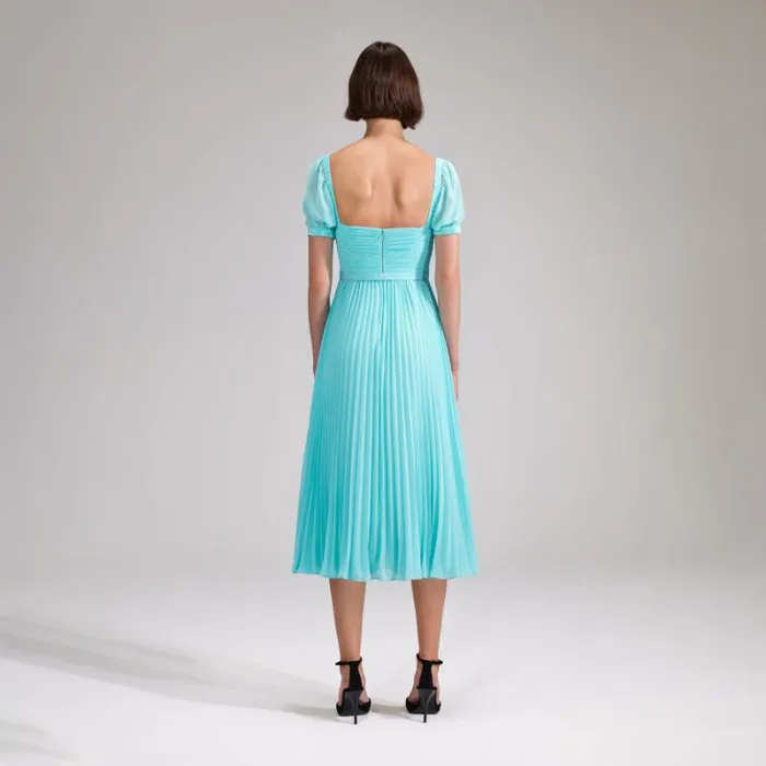 Dresses Woman SelfPortrait Green Chiffon Lace Detail Midi Dress Dresses Woman SelfPortrait Green Chiffon Lace Detail Midi Dress