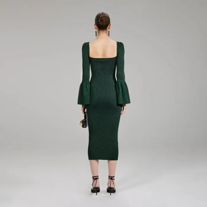 Dresses Woman SelfPortrait Green Stretch Sequin Midi Dress Dresses Woman SelfPortrait Green Stretch Sequin Midi Dress