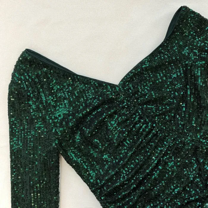 Dresses Woman SelfPortrait Green Stretch Sequin Midi Dress Dresses Woman SelfPortrait Green Stretch Sequin Midi Dress