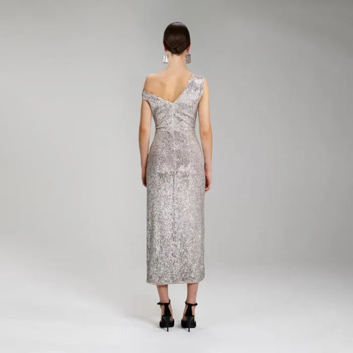 Dresses Woman SelfPortrait Green Stretch Sequin Midi Dress Dresses Woman SelfPortrait Green Stretch Sequin Midi Dress