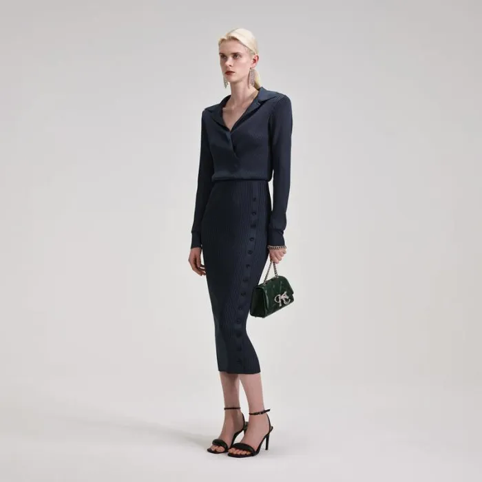 Dresses Woman SelfPortrait Grey Knit Midi Dress Dresses Woman SelfPortrait Grey Knit Midi Dress