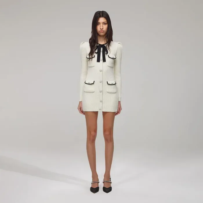 Dresses Woman SelfPortrait Ivory Lurex Knit Dress