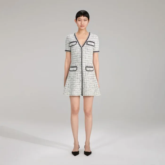 Dresses Woman SelfPortrait Ivory Lurex Knit Dress Dresses Woman SelfPortrait Ivory Lurex Knit Dress