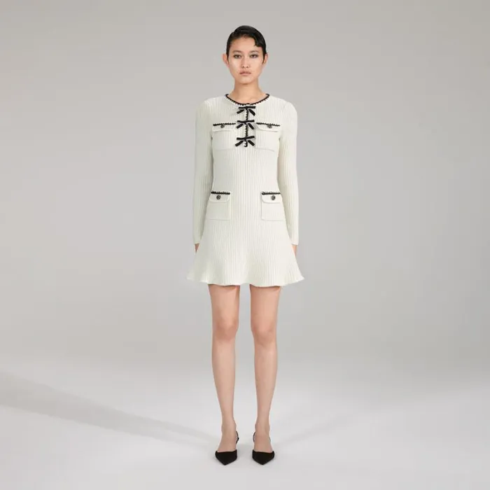 Dresses Woman SelfPortrait Ivory Lurex Knit Dress Dresses Woman SelfPortrait Ivory Lurex Knit Dress