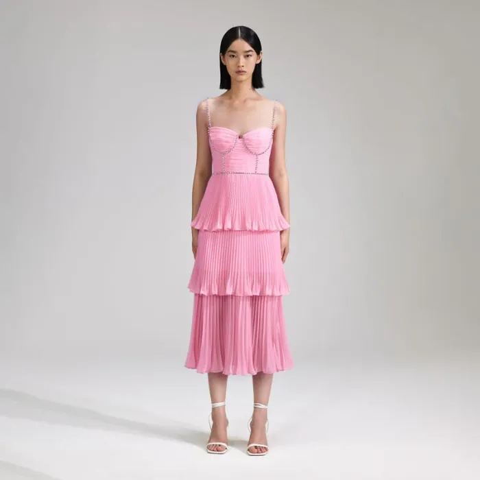 Dresses Woman SelfPortrait Lime Crepe Bow Midi Dress Dresses Woman SelfPortrait Lime Crepe Bow Midi Dress