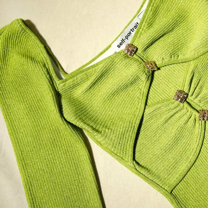 Dresses Woman SelfPortrait Lime Green Lurex Knit Midi Dress Dresses Woman SelfPortrait Lime Green Lurex Knit Midi Dress
