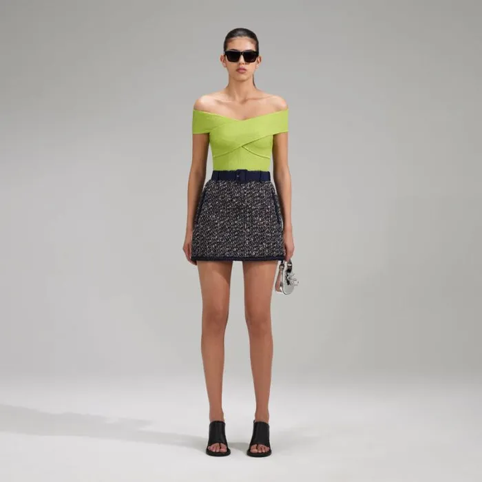 Dresses Woman SelfPortrait Lime Green Lurex Knit Midi Dress Dresses Woman SelfPortrait Lime Green Lurex Knit Midi Dress