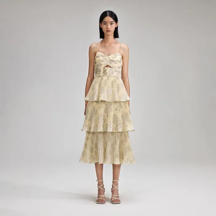 Dresses Woman SelfPortrait Metallic Jacquard Midi Dress