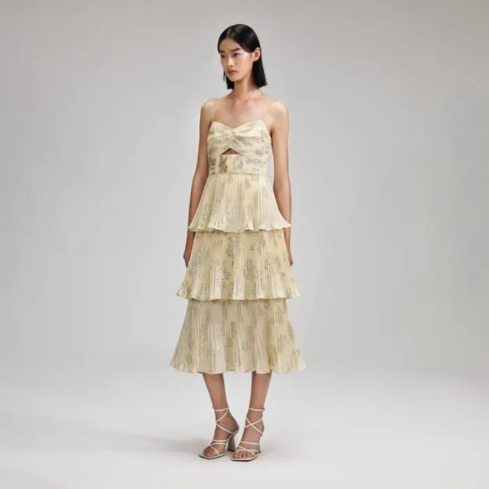 Dresses Woman SelfPortrait Metallic Jacquard Midi Dress Dresses Woman SelfPortrait Metallic Jacquard Midi Dress