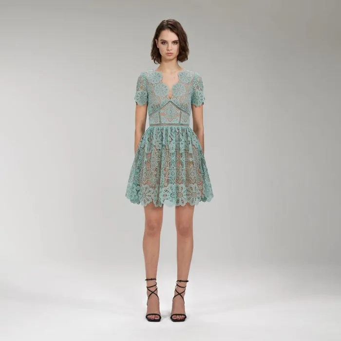 Dresses Woman SelfPortrait Mint Mini Azaelea Dress Dresses Woman SelfPortrait Mint Mini Azaelea Dress