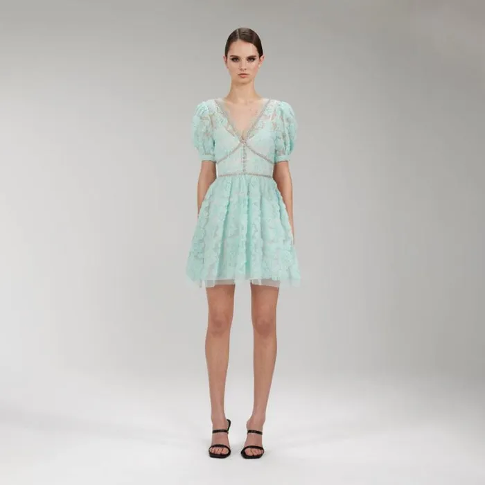 Dresses Woman SelfPortrait Mint Mini Azaelea Dress Dresses Woman SelfPortrait Mint Mini Azaelea Dress