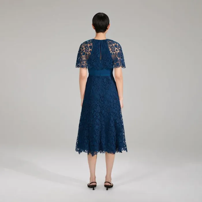 Dresses Woman SelfPortrait Navy Magnolia Lace Maxi Dress Dresses Woman SelfPortrait Navy Magnolia Lace Maxi Dress