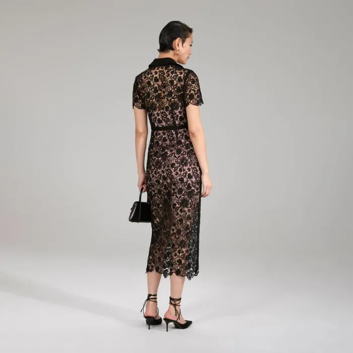 Dresses Woman SelfPortrait Navy Magnolia Lace Maxi Dress Dresses Woman SelfPortrait Navy Magnolia Lace Maxi Dress