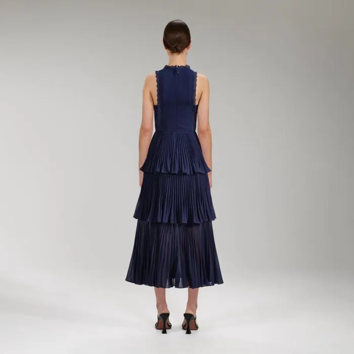 Dresses Woman SelfPortrait Navy Magnolia Lace Maxi Dress Dresses Woman SelfPortrait Navy Magnolia Lace Maxi Dress
