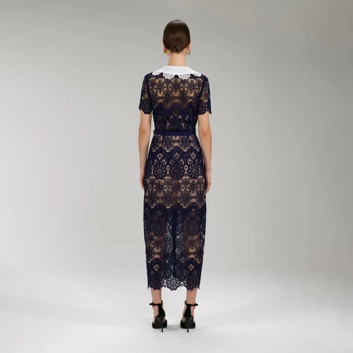 Dresses Woman SelfPortrait Navy Magnolia Lace Maxi Dress Dresses Woman SelfPortrait Navy Magnolia Lace Maxi Dress