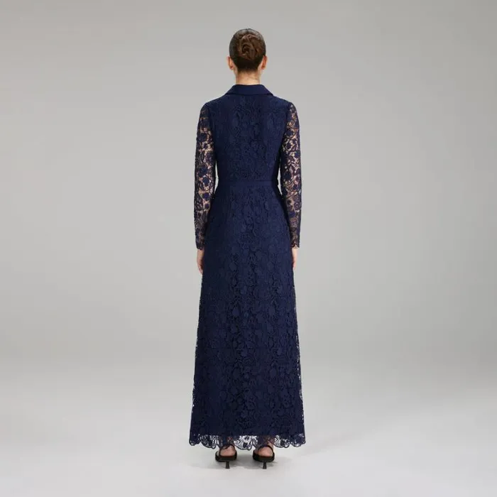 Dresses Woman SelfPortrait Navy Magnolia Lace Maxi Dress Dresses Woman SelfPortrait Navy Magnolia Lace Maxi Dress