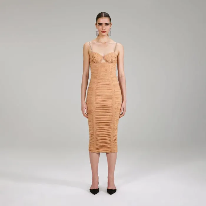 Dresses Woman SelfPortrait Nude Power Mesh Midi Dress