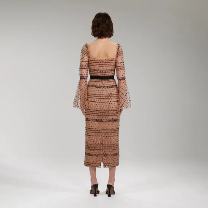Dresses Woman SelfPortrait Nude Power Mesh Midi Dress Dresses Woman SelfPortrait Nude Power Mesh Midi Dress