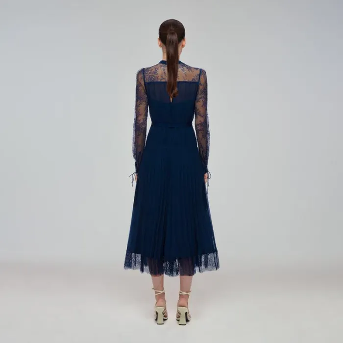 Dresses Woman SelfPortrait Pale Blue Chiffon Trimmed Dress