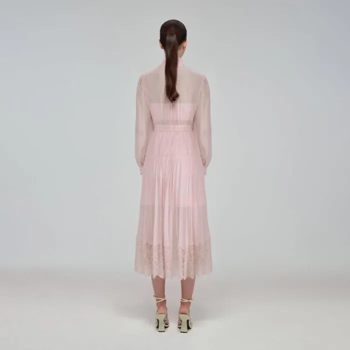 Dresses Woman SelfPortrait Pale Blue Chiffon Trimmed Dress