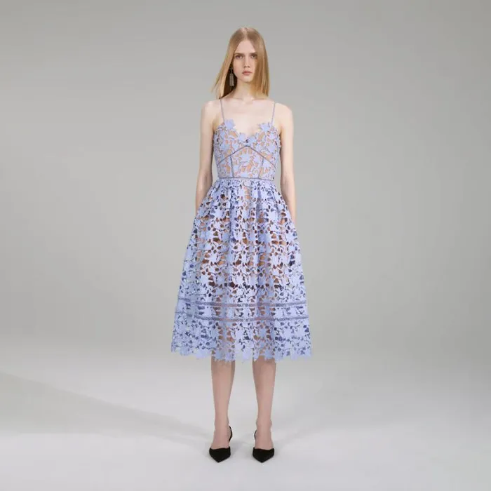 Dresses Woman SelfPortrait Pastel Blue Midi Azaelea Dress