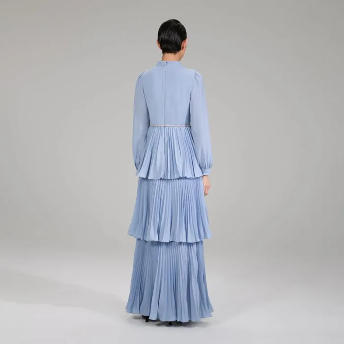 Dresses Woman SelfPortrait Pastel Blue Midi Azaelea Dress Dresses Woman SelfPortrait Pastel Blue Midi Azaelea Dress