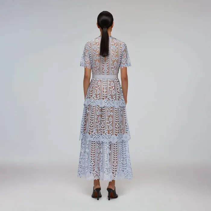 Dresses Woman SelfPortrait Pastel Blue Midi Azaelea Dress Dresses Woman SelfPortrait Pastel Blue Midi Azaelea Dress