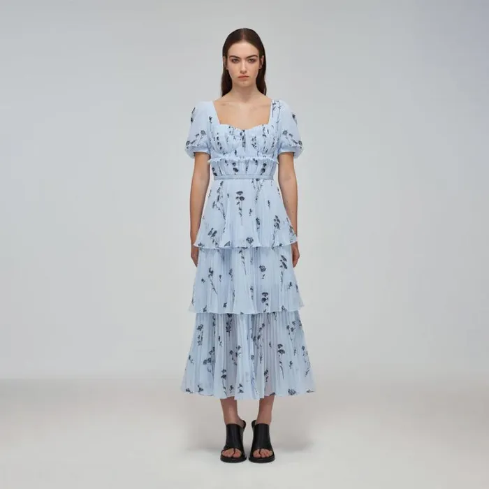 Dresses Woman SelfPortrait Pastel Blue Midi Azaelea Dress Dresses Woman SelfPortrait Pastel Blue Midi Azaelea Dress