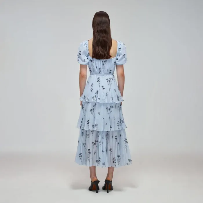 Dresses Woman SelfPortrait Pastel Blue Midi Azaelea Dress Dresses Woman SelfPortrait Pastel Blue Midi Azaelea Dress