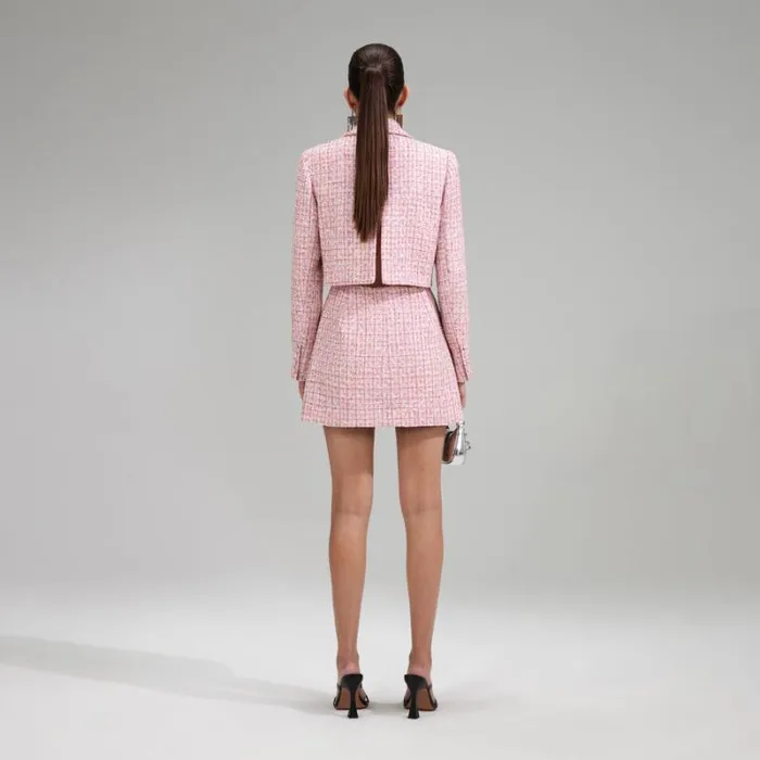Dresses Woman SelfPortrait Pink Boucle Rhinestone Detail Mini Dress Dresses Woman SelfPortrait Pink Boucle Rhinestone Detail Mini Dress