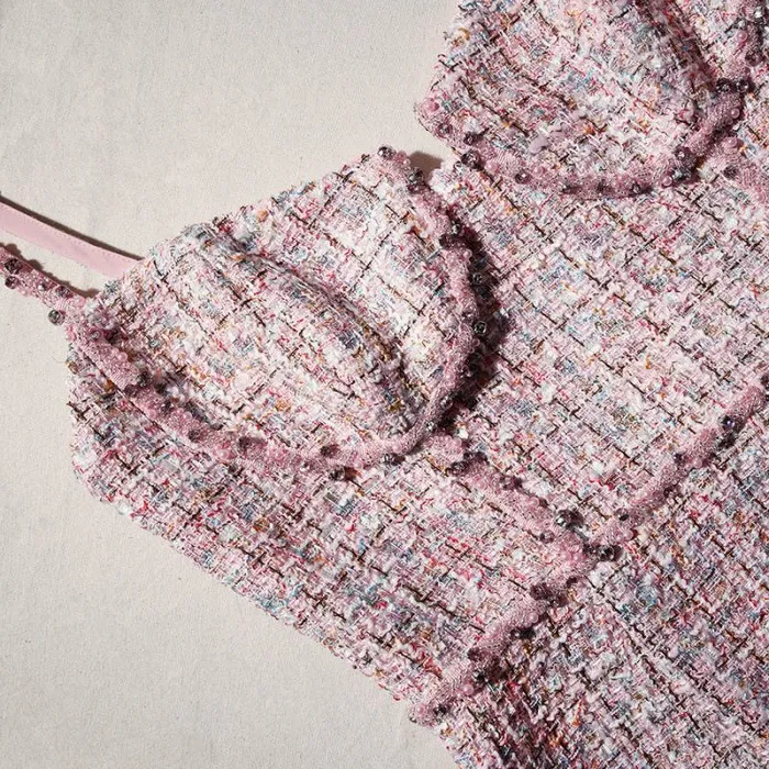 Dresses Woman SelfPortrait Pink Boucle Rhinestone Detail Mini Dress Dresses Woman SelfPortrait Pink Boucle Rhinestone Detail Mini Dress