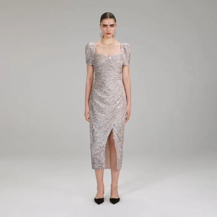 Dresses Woman SelfPortrait Pink Rhinestone Mesh Midi Dress Dresses Woman SelfPortrait Pink Rhinestone Mesh Midi Dress